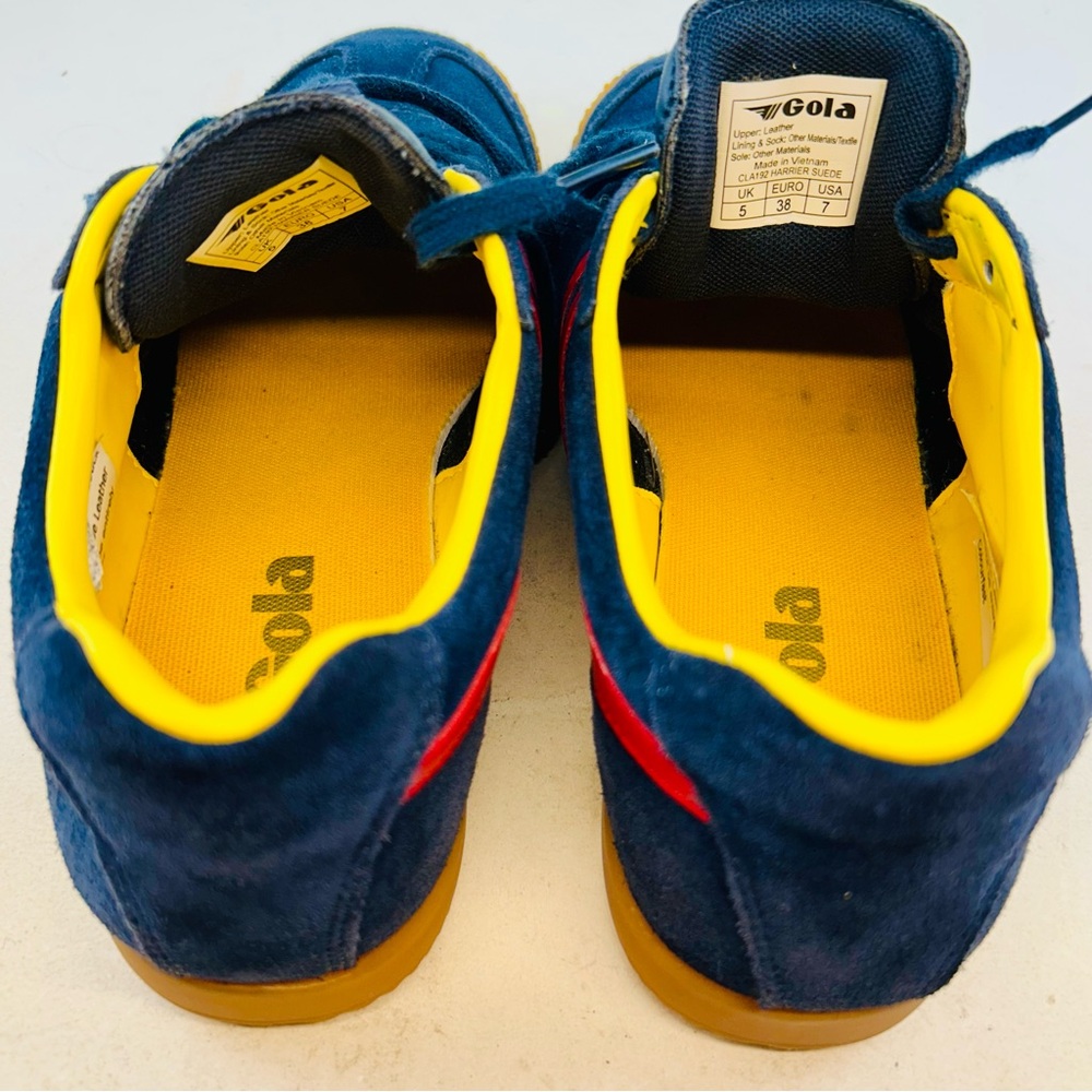 Gola Navy Suede Red Leather Wingflash Harrier Lace Up Retro Sneakers, size 38 7 - Picture 6 of 12